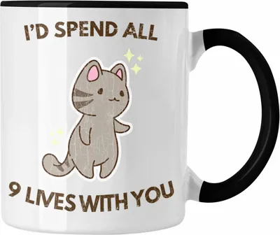 Produktbild von Trendation - Valentinstag Tasse Geschenk für Ihn Sie Lustig Katzenliebhaber Geschenkidee Becher Freund Freundin Liebe Paare (Schwarz)