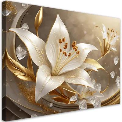 Produktbild von Leinwandbild Goldene Glamourblume 90x60 Feeby Gold bild für die wand bereit zum aufhängen