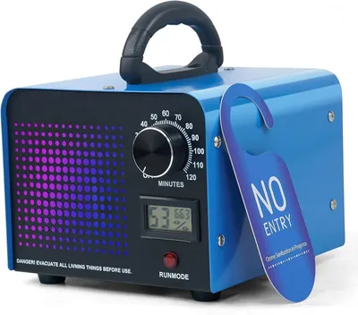 Produktbild von Ozongenerator 60000mg Std Ozongerät mit Temperatur und Luftfeuchtigkeitsanzeige Ozon Luftreiniger mit 120 Min Timer für Auto Wohnung Raum Rauch