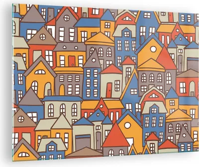 Produktbild von Bilder auf glas - Stadt Haus Straße - 70x50cm - Glasbilder - Wandbilder - Kunstdruck - zum Aufhängen bereit - Wanddekoration aus Glas - Glas Bilder - Wandbild auf Glas - Einteilig - GAA70x50-3953