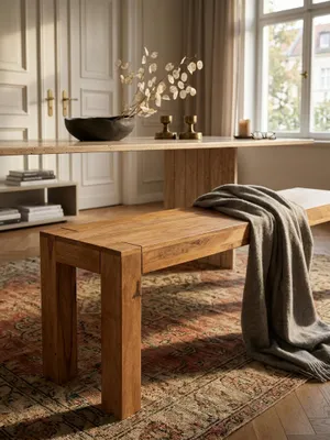 Produktbild von Esszimmer Sitzbank MUMBAI Massiv-Holz Akazie 180 x 45 x 35 cm Holz-Bank Natur-Produkt Küchenbank im Landhaus-Stil