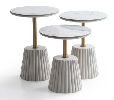 Productafbeelding van Bijzettafelset, 3-delig, modern, wit, goud, marmerlook, design, luxe