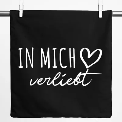 Produktbild von Huuraa Kissenbezug In mich verliebt 40x40cm Black Baumwolle Dekokissenbezug Geschenkidee