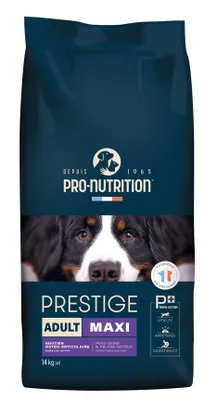 A bag of Pro Nutrition Prestige Adult Maxi dog food.