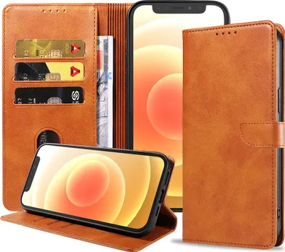 Image de Convient à l'iPhone 12 Mini
Etui de téléphone en faux cuir avec lèvre magnétique et porte-cartes Etui de livre avec rabat
Rabat - Marron - Smartphonics