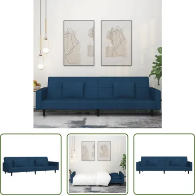 Produktbild von The Living Store Schlafsofa 2-Sitzer mit 2 Kissen Blau Samt