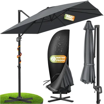 Immagine prodotto di KESSER® Ombrellone da giardino SUN XL, 300x300 cm, girevole e inclinabile a 360°, con copertura inclusa