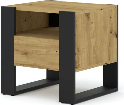 Produktbild von Nachttisch MONDI 48 cm Nachtschrank mit 1 Schublade Artisan Eiche / Schwarz