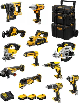 Image de DeWALT Kit DWK1200 (DCD796+DCH273+DCG405+DCF887+DCF894+DCS331+DCS391+ DCS355+DCP580+DCS369+DCL050+DCF620+3x5,0Ah+DCB115+Caddy)