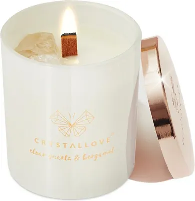 Productafbeelding van CRYSTALLOVE sojakaars met bergkristal en bergamot, 220 gram