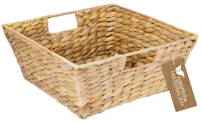 Deko Tablett, Serviertablett geflochten aus Wasserhyazinthe, rechteckig, HMF 37269-30CM, 30x24x12 cm