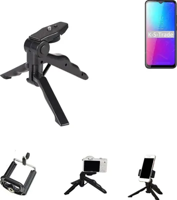Produktbild von K-S-Trade Stativ Tisch-Ständer Dreibein Handy-Stativ Ständer kompatibel mit Blackview BV5100 Pro Mini-Stativ Smartphone Tripod Handy-Stativ aus