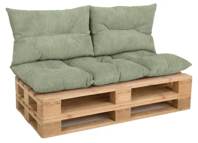 Produktbild von Amilian Palettenkissen Set 3-tlg. 120x60 cm + 2x 40x60 cm Cord-Optik - Blattpoesie
