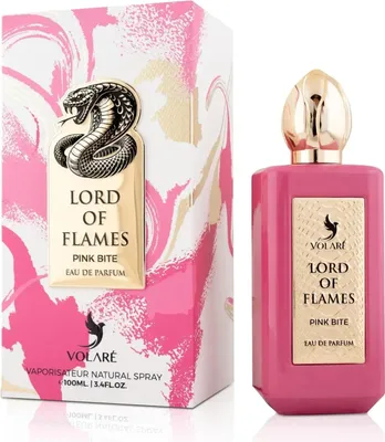 A perfume bottle and its packaging are displayed against a white background.