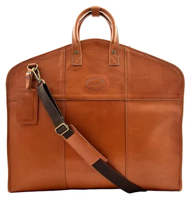 Produktbild von Anzugtasche aus echtem Leder, Anzugtasche, Kleiderhülle, Reise, Lockheed, Hellbraun, hautfarben, L, Reise-Kleidertasche