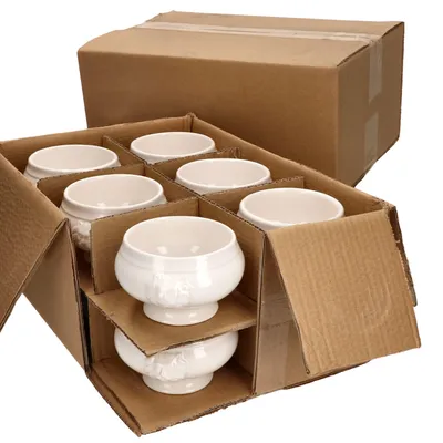 Produktbild von 24x LEO Löwenkopf-Terrinen 250ml weiß 24 Personen Suppen-Tasse Schale Steingut