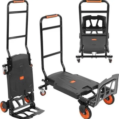 Productafbeelding van Famanu 2-in-1 inklapbare kar en handkar - Inklapbare kar met spanriem, geschikt voor verhuizingen en boodschappen tot 150 kg