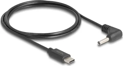Produktbild von Delock - Stromkabel - 24 pin USB-C (M) zu Gleichstromstecker 3,5 x 1,35 mm (M) gewinkelt - 5 V - 1 A - 1.5 m - Schwarz