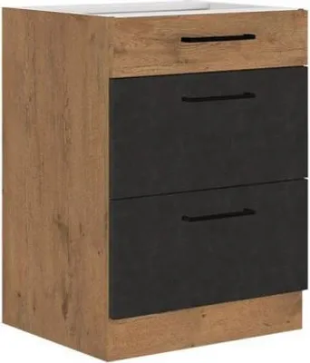 Image de Meuble de cuisine tiroir bas 60 cm ZHILAN - chêne lancelot / matera