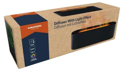 Produktbild von Aromadiffusor und Ultraschall-Luftbefeuchter mit Flammeneffekt, 25,6 × 7 × 7,5 cm, weiß