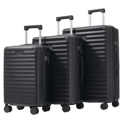 Produktbild von Hartschalen-Kofferset,3er Kofferset –ABS-Material, TSA-Schloss, 360° drehbare Doppelrollen,verstärkte schwarze Schutzecken,klappbarer Becherhalter