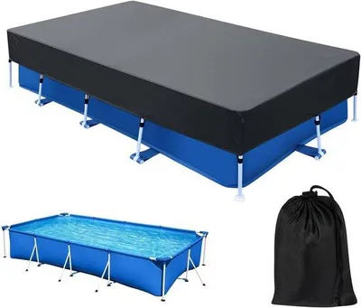 Imagen del producto de Cubierta rectangular para piscina, fabricada en tela Oxford, resistente a los rayos UV, de 300x201x20 cm