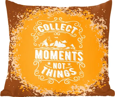Produktbild von MuchoWow® Zierkissen Sofakissen Wohnzimmer Dekokissen 50x50 cm Jahrgang - Berg - Text - Komfort - Sofakissen
