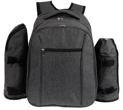 Picknickrucksack mit Kühlfach für 4 Personen, dunkelgrau