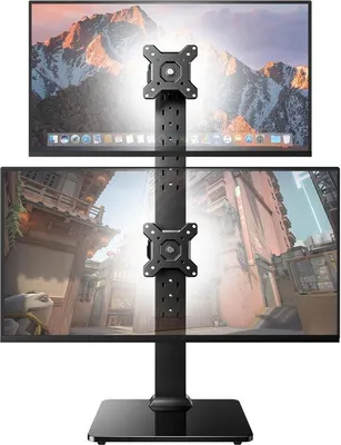 Produktbild von Unyqoos® Verstellbare Dual-Monitorhalterung für 17–34 Zoll Monitore, VESA 50 x 50 / 75 x 75 / 100 x 100, bis 20 kg pro Arm, neig-/dreh-/höhenverstellbar für flache & gebogene Displays