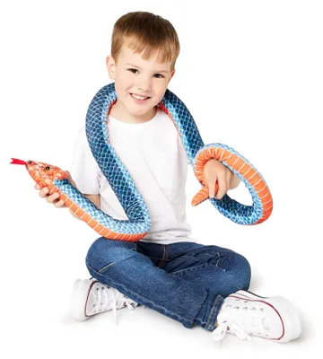 Produktbild von Zappi Co Kinder Gefülltes Weiches Kuscheliges Plüsch-Schlangenspielzeug - Teil der Safari-Tierkollektion, perfekt für Kinder (180 cm Länge) (Blaue Korallenschlange)