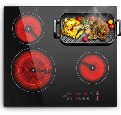 Glaskeramik-Kochfeld 4 Platten, 60 cm, 6600 W, Touch, Timer