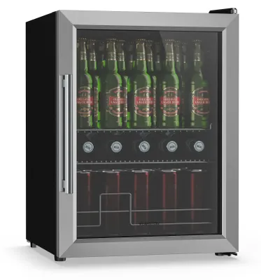 Obrázok produktu pre Klarstein chladnička na nápoje veľká - 60 l chladnička so sklenenými dverami a LED osvetlením, 3-10°C, 2 kovové police, dvojité zasklenie, regulácia teploty, chladnička na fľaše