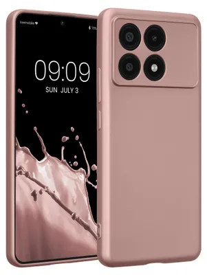 Produktbild von kwmobile Handyhülle für Xiaomi Poco X6 Pro 5G Hülle - weiche Silikon Case metallisch schimmernd - Schutzhülle Cover - Metallic Rosegold