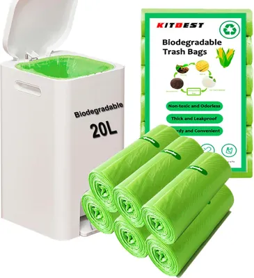 Obrázek produktu pro Biologicky rozložitelné sáčky na odpad, objem 20 litrů, 120 kusů, vhodné k kompostování, vyrobené z kukuřičného škrobu, určené pro kuchyňský odpad