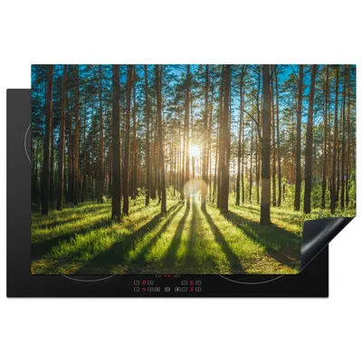 Produktbild von KitchenYeah© Herdabdeckplatte Sonne - Bäume - Landschaft - Gras , 80x52cm, Küche Deko, Glaskeramikkochfeld Herdabdeckung, Abdeckplatte fùr Kochfeld