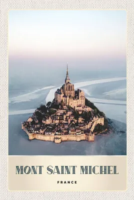 Produktbild von vianmo Holzschild 18x12 cm Mont Saint Michel Frankreich Stadt