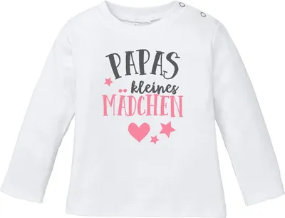 Produktbild von Baby Langarmshirt Babyshirt Papas kleines Mädchen Baumwolle Shirt Moonworks® weiß 56/62 (1-3 Monate)