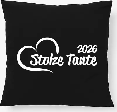 Produktbild von Huuraa Kissen Stolze Tante 2026 Herz 40x40cm mit Füllung Black Baumwolle Dekokissen Geschenkidee
