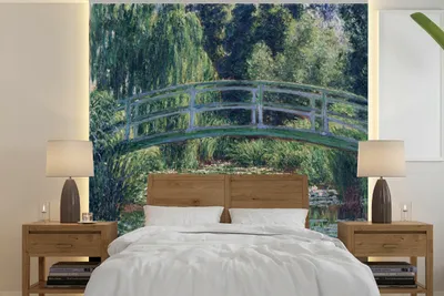 Obrázek produktu pro MuchoWow® Fototapety do obývacího pokoje nebo ložnice tapety vinylové motivy tapety Japonský most a lekníny - Obraz Clauda Moneta 240x240cm