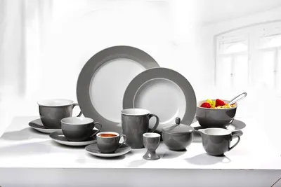 Produktbild von Ritzenhoff & Breker Doppio Jumbo Obere, Obertasse, Ober Tasse, Geschirr, Porzellan, Grau, 350 ml, 576818