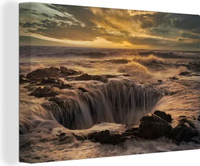 Produktbild von OneMillionCanvasses® - Leinwandbilder - 140x90 cm, Meer - Wasser - Steine, Wandbilder Kunstdruck Wanddekoration