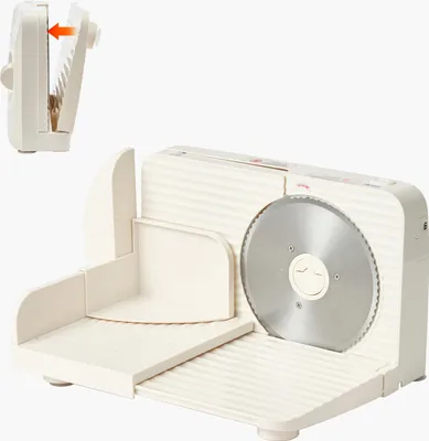 Zdjęcie produktu dla SucceBuy Elektryczna krajalnica uniwersalna 180 W z ostrzem 17 cm, krajalnica z regulowaną grubością cięcia 0-15 mm, idealna do mrożonego mięsa, szynki i steków
