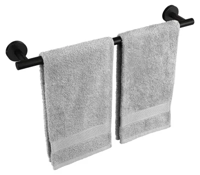 Image de Porte-serviettes noir, barre en acier inoxydable SUS304, porte-serviettes de bain, 50 cm, fixation murale, A2000S50B-BK