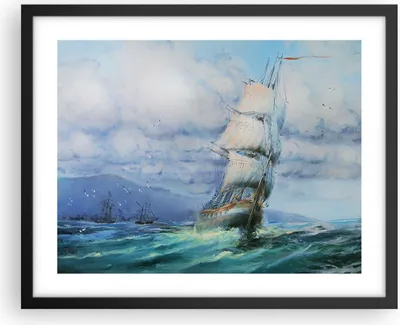 Produktbild von Gerahmtes Poster - Schwarzer Rahmen - Meer Segelschiff - 50x40 cm - Wand Bild - Wanddeko - Wandbilder - Kunstposter - Wandposter - Bilderrahmen - Bilder - Kunstdruck - Wandbild - P2BAA50x40-3782