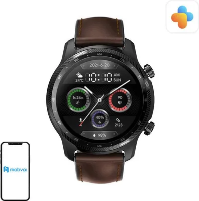 Zdjęcie produktu dla Išmanusis laikrodis Mobvoi TicWatch Pro 3 Ultra LTE, Juodos spalvos su rudos spalvos odiniu dirželiu