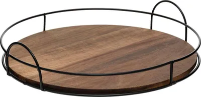 Produktbild von Servierplatte "twisted lime" aus Akazie, braun, Durchmesser 34 cm - SG Secret de Gourmet