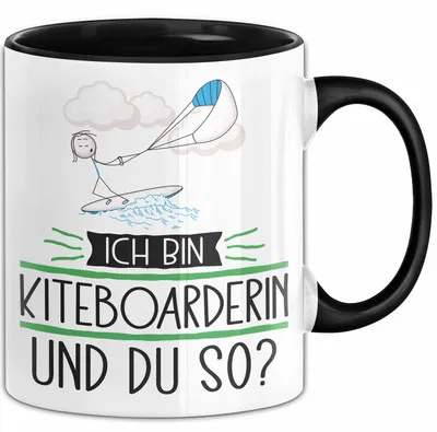 Produktbild von Kiteboarderin Tasse Geschenk Ich Bin Kiteboarderin Und Du So Geschenkidee Lustiger Spruch Becher (Schwarz)