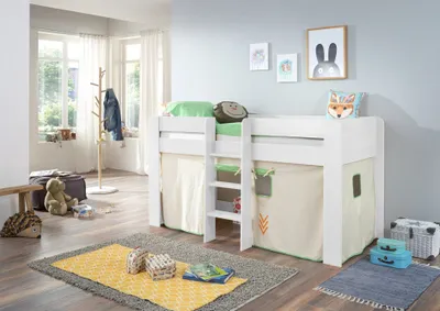Produktbild von Relita Halbhochbett ANDI Liegefläche 90 x 20 cm Nachbildung natur inkl. Vorhang; BH1684117+TX5002028
