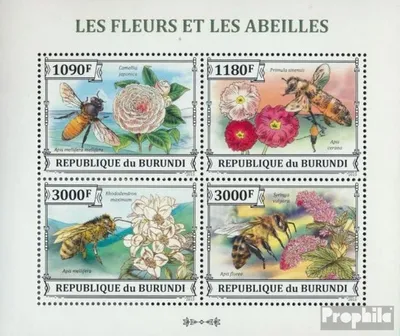 Produktbild von Briefmarken Burundi 2013 Mi 3288-3291 Kleinbogen (kompl. Ausgabe) postfrisch Blumen und Bienen