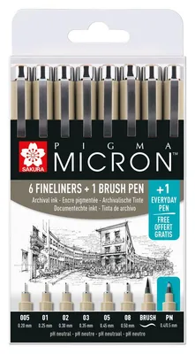 Obrázok produktu pre SAKURA POXSDK8 SAKURA fineliner PIGMA MICRON, balenie 8 ks, čierna farba